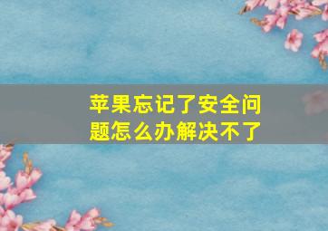 苹果忘记了安全问题怎么办解决不了