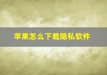 苹果怎么下载隐私软件