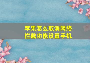 苹果怎么取消网络拦截功能设置手机