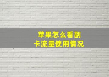 苹果怎么看副卡流量使用情况