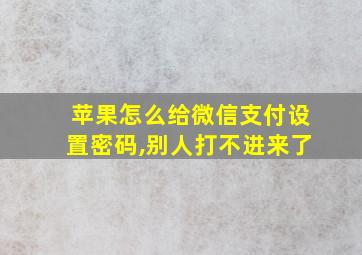 苹果怎么给微信支付设置密码,别人打不进来了