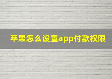 苹果怎么设置app付款权限