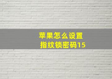 苹果怎么设置指纹锁密码15