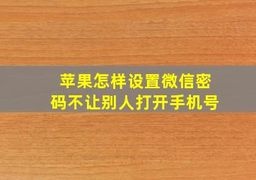 苹果怎样设置微信密码不让别人打开手机号