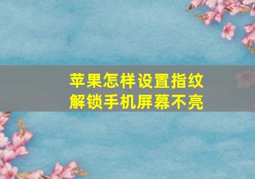 苹果怎样设置指纹解锁手机屏幕不亮