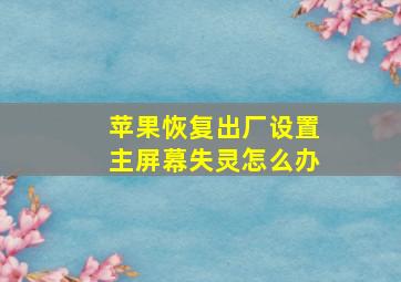 苹果恢复出厂设置主屏幕失灵怎么办