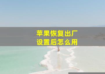 苹果恢复出厂设置后怎么用