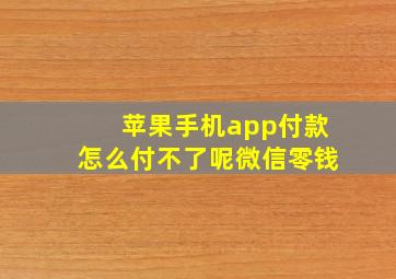 苹果手机app付款怎么付不了呢微信零钱