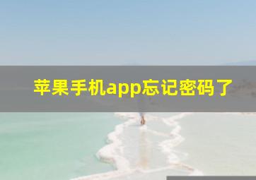 苹果手机app忘记密码了