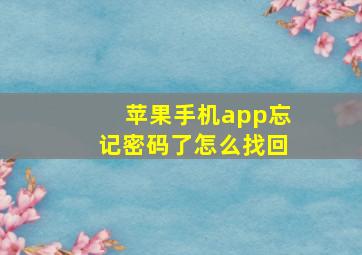 苹果手机app忘记密码了怎么找回