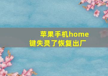 苹果手机home键失灵了恢复出厂