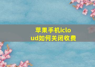 苹果手机icloud如何关闭收费