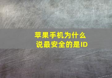 苹果手机为什么说最安全的是ID