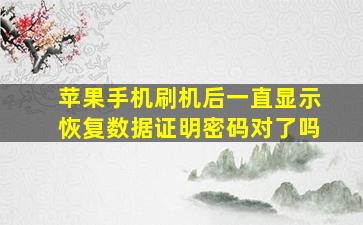 苹果手机刷机后一直显示恢复数据证明密码对了吗