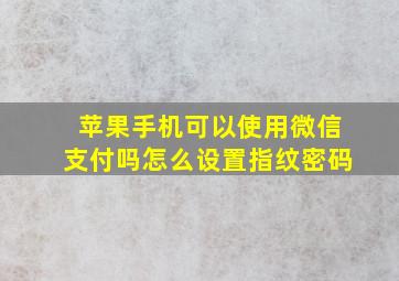 苹果手机可以使用微信支付吗怎么设置指纹密码