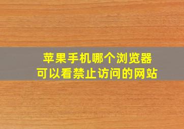 苹果手机哪个浏览器可以看禁止访问的网站