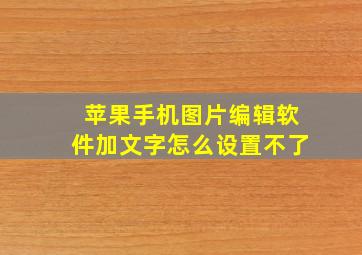 苹果手机图片编辑软件加文字怎么设置不了