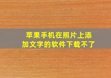 苹果手机在照片上添加文字的软件下载不了