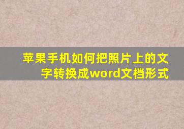 苹果手机如何把照片上的文字转换成word文档形式