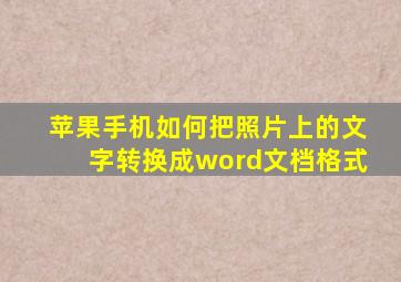 苹果手机如何把照片上的文字转换成word文档格式