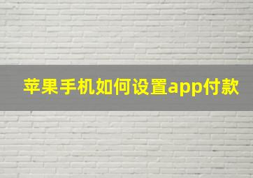 苹果手机如何设置app付款