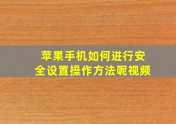 苹果手机如何进行安全设置操作方法呢视频