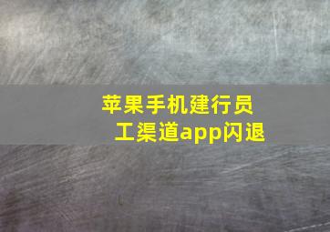 苹果手机建行员工渠道app闪退