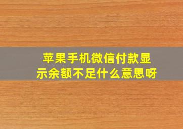 苹果手机微信付款显示余额不足什么意思呀