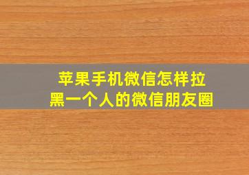 苹果手机微信怎样拉黑一个人的微信朋友圈