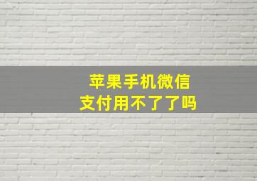 苹果手机微信支付用不了了吗