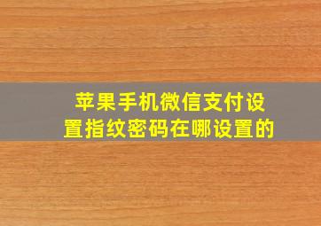 苹果手机微信支付设置指纹密码在哪设置的