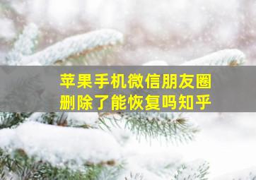 苹果手机微信朋友圈删除了能恢复吗知乎