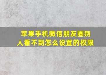 苹果手机微信朋友圈别人看不到怎么设置的权限