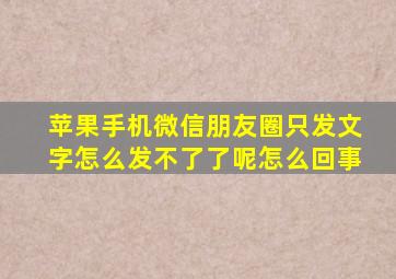 苹果手机微信朋友圈只发文字怎么发不了了呢怎么回事