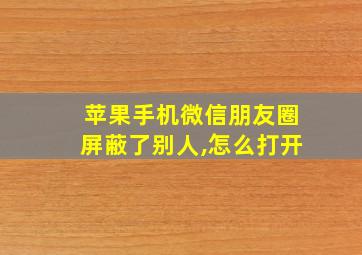 苹果手机微信朋友圈屏蔽了别人,怎么打开