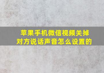 苹果手机微信视频关掉对方说话声音怎么设置的