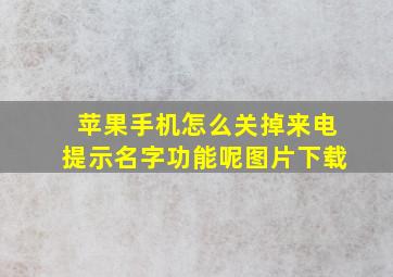 苹果手机怎么关掉来电提示名字功能呢图片下载