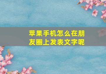 苹果手机怎么在朋友圈上发表文字呢