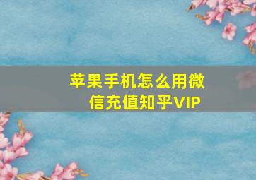 苹果手机怎么用微信充值知乎VIP