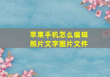 苹果手机怎么编辑照片文字图片文件