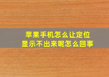 苹果手机怎么让定位显示不出来呢怎么回事