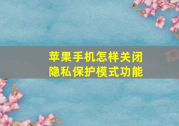 苹果手机怎样关闭隐私保护模式功能