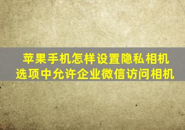 苹果手机怎样设置隐私相机选项中允许企业微信访问相机