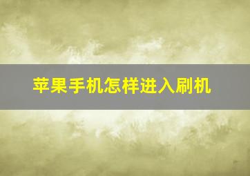 苹果手机怎样进入刷机