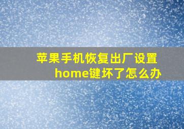 苹果手机恢复出厂设置home键坏了怎么办