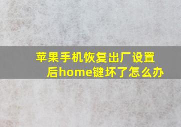 苹果手机恢复出厂设置后home键坏了怎么办