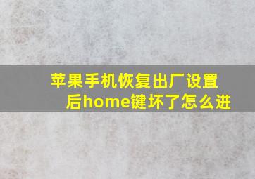 苹果手机恢复出厂设置后home键坏了怎么进