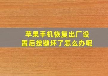 苹果手机恢复出厂设置后按键坏了怎么办呢