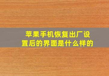 苹果手机恢复出厂设置后的界面是什么样的