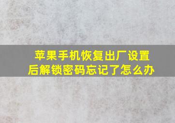 苹果手机恢复出厂设置后解锁密码忘记了怎么办